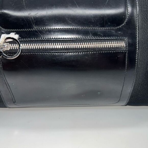 Salvatore Ferragamo Gancini Black Nylon and Patent Leather Shoulder Bag - Picture 3 of 16